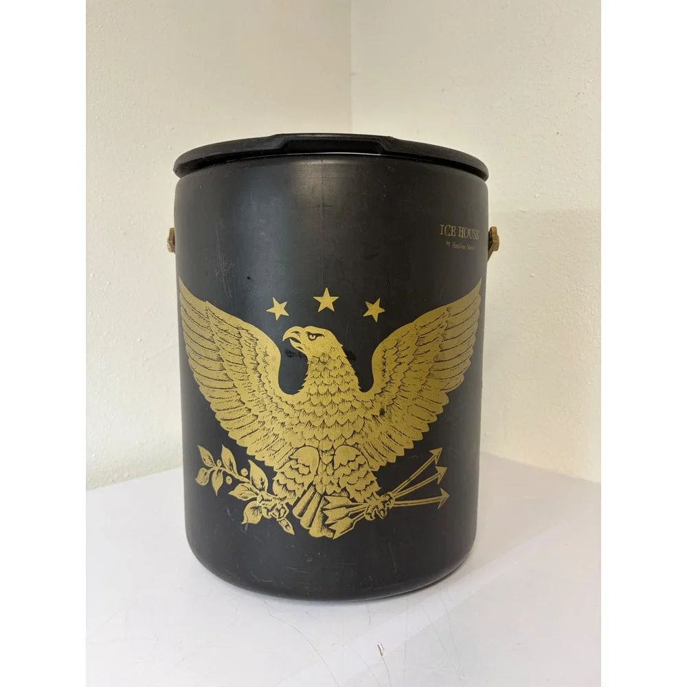 Vintage Ice House by Hamilton Skitch Black Gold‎ Eagle Insulated Cooler Bucket